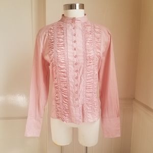 Neiman Marcus Exclusive pink ruffle blouse.